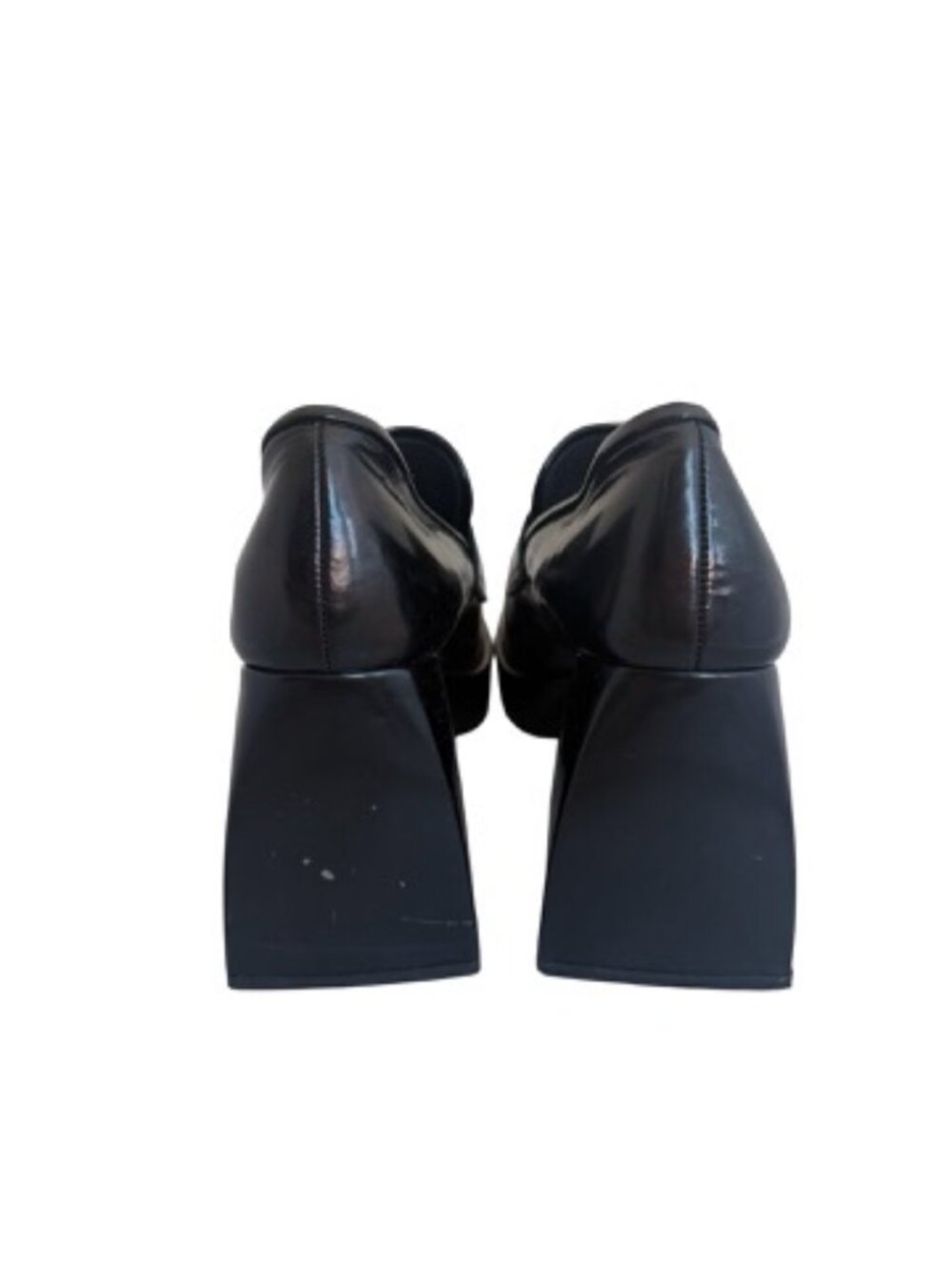 Jeffrey Campbell Black Chunky Platform Heeled Loafers Heel Faux Size 7.5 Women's - Picture 6 of 11